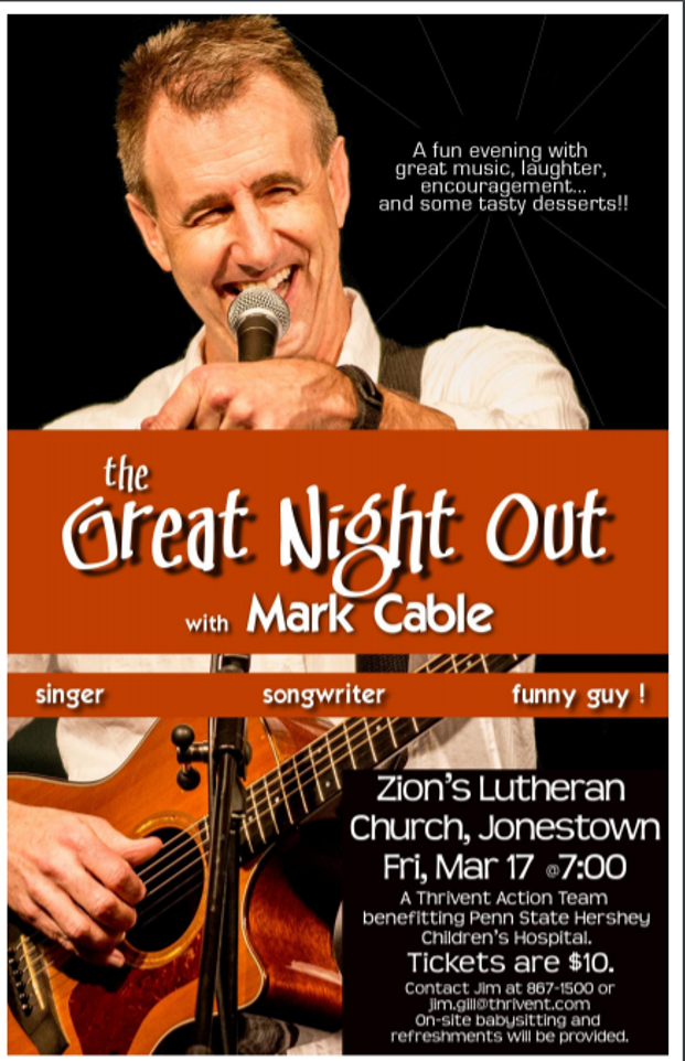 March 17: Mark Cable in Concert | Zion's Lutheran